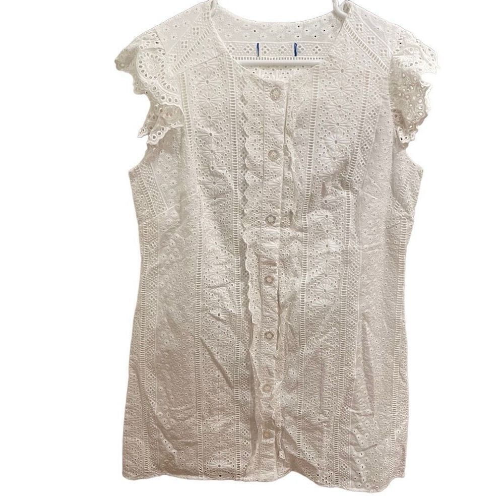 Cartolina Nantucket Meredith Dress Women’s No Sz White Eyelet Hamptons Yachtcore
